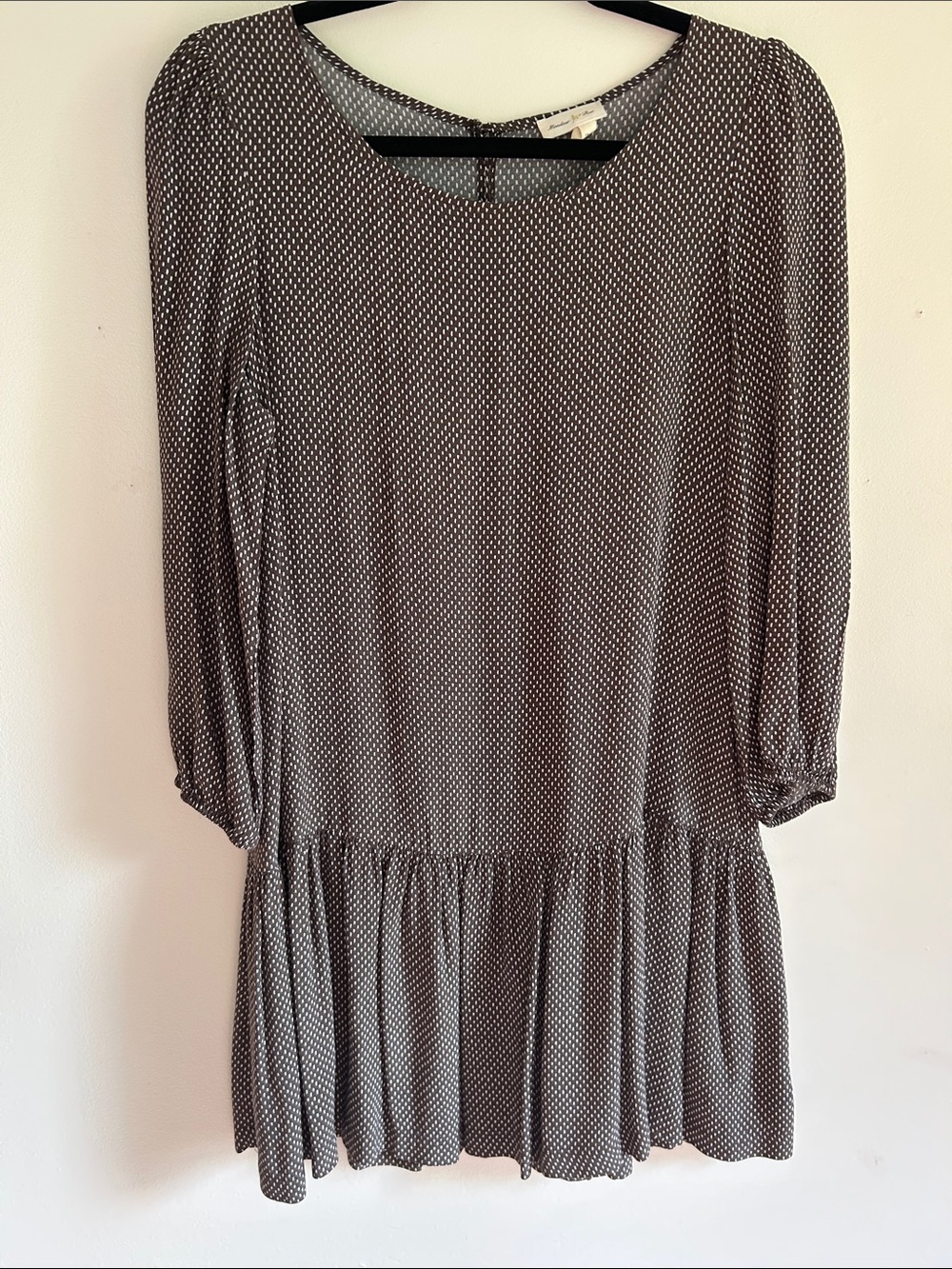 Anthropologie Meadow Rue Brown Polka Dot Long Sleeve Smock Dress Size 6